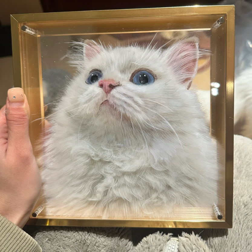 HandCrafted 3D Glass Pet Portrait - 6-Layer Hand-Painted Art