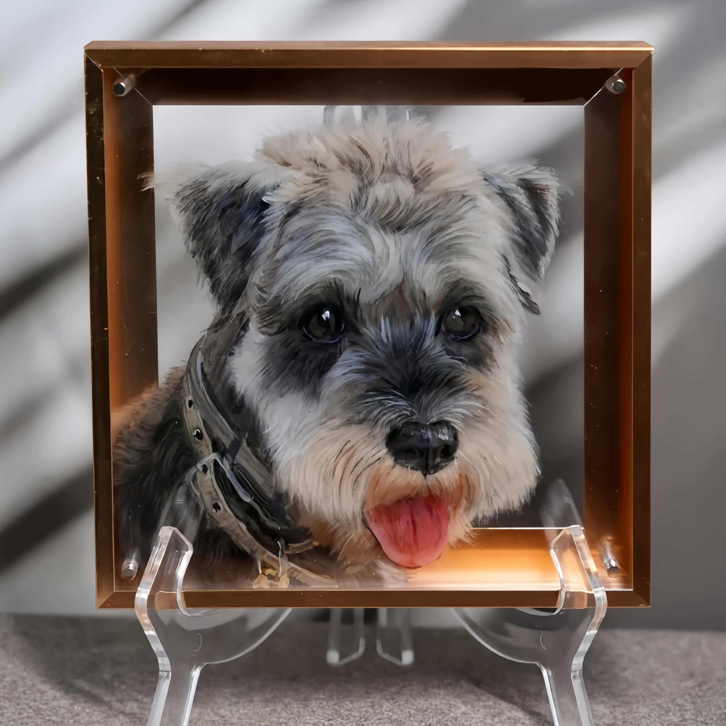 HandCrafted 3D Glass Pet Portrait - 6-Layer Hand-Painted Art