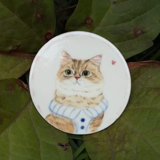 Custom Pet Portrait Ceramic Refrigerator Magnet - Hand-Painted Underglaze Art