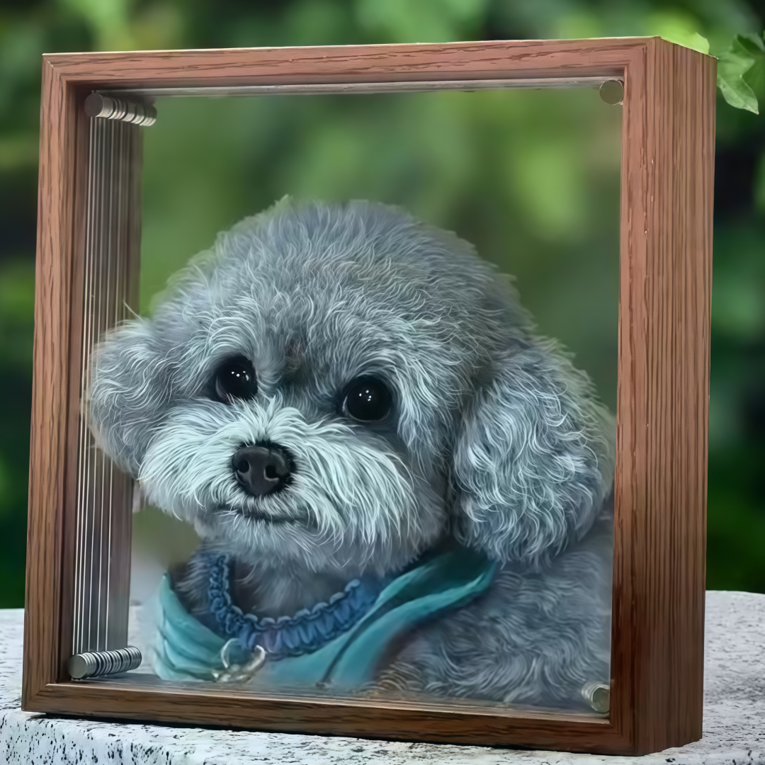 HandCrafted 3D Glass Pet Portrait - 6-Layer Hand-Painted Art