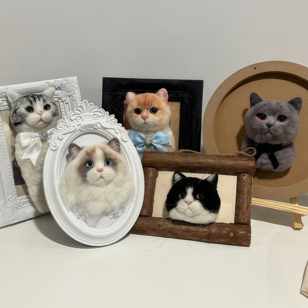Custom Wool Felt Pet Portrait Frame – 3D Shadow Box Memorial